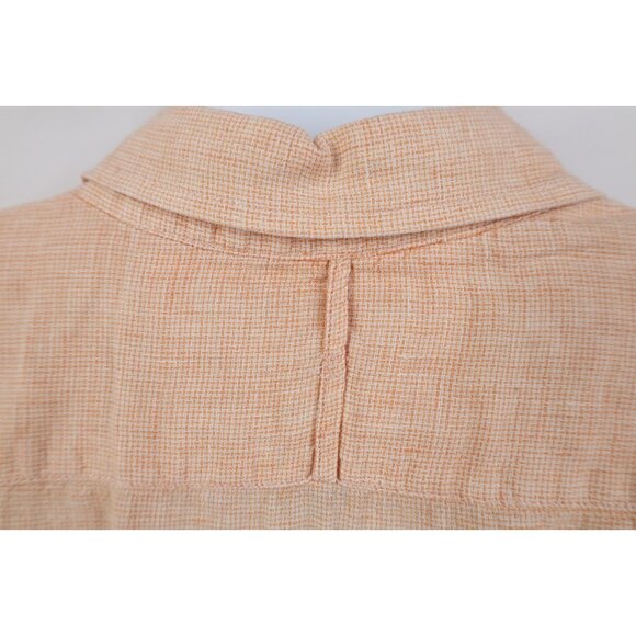 Banana Republic Mens XL Camden Fit Linen Knit Collared Button Down Shirt Orange - Picture 10 of 13